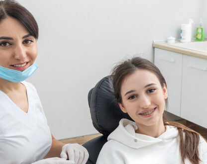 Girl getting dental braces at dental clinic in Markham.